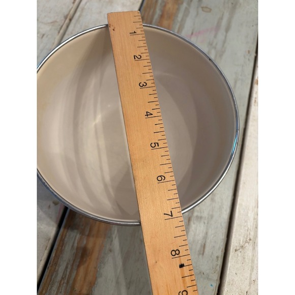 Vintage Enamelware Nesting Mixing Bowls Pink Desert Roses Set of 3 Cream Metal - Picture 12 of 13